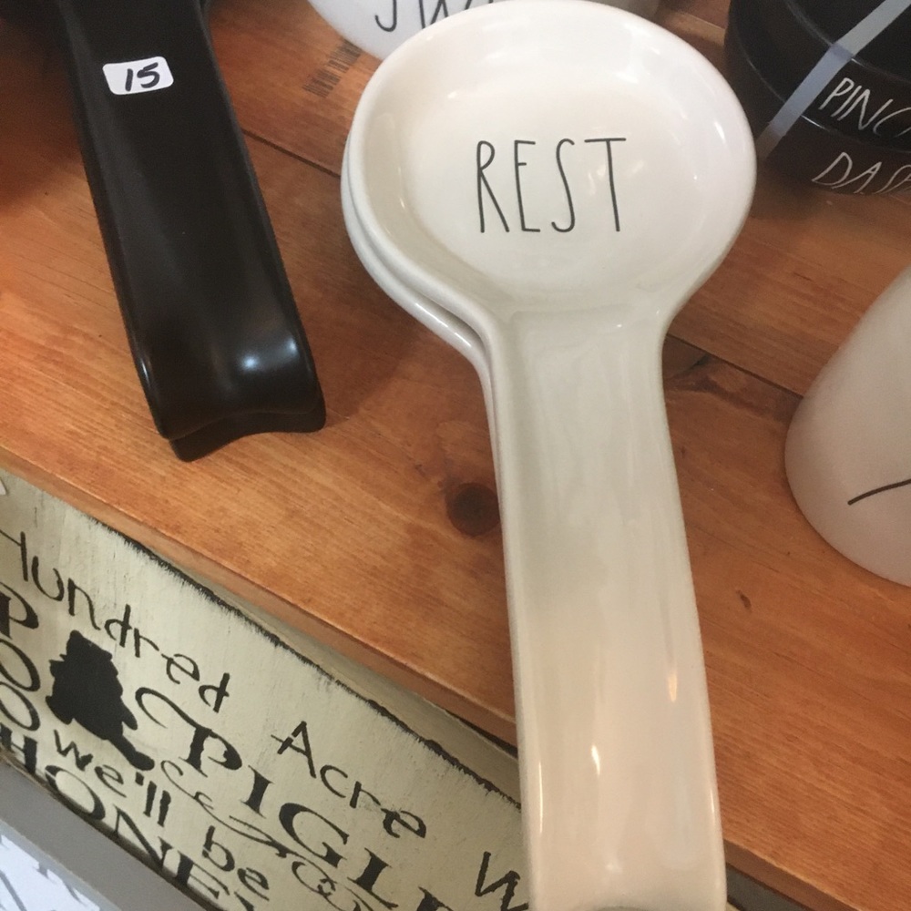 - Rae Dunn white spoon rest